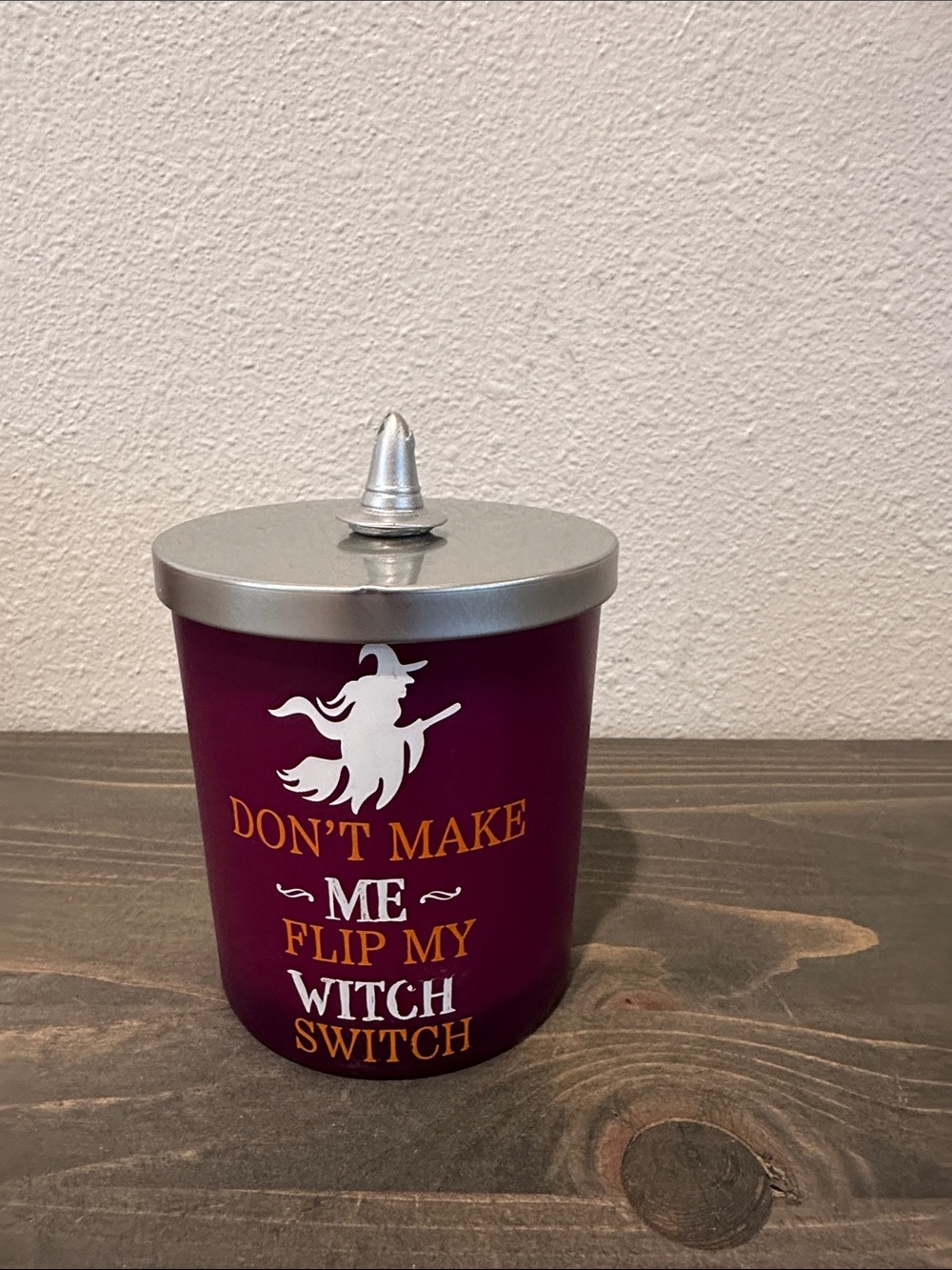 Halloween Witch Candle Jar - Purple and Silver